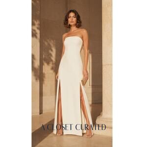 MISHA Strapless Cutout Slit Maxi Dress